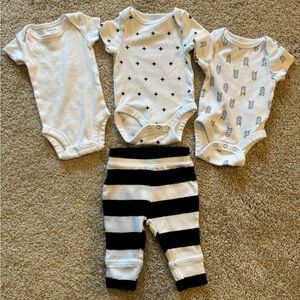 Carters black and white onesies with pants